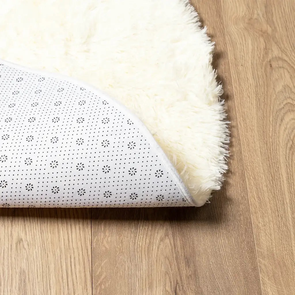 Tappeto Shaggy a Pelo Lungo NAVARRA Crema 100x100 cm poliestere 4102895