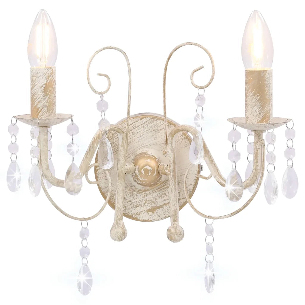 Lampada da Muro con Perle Bianca per 2 Lampadine E14 281590