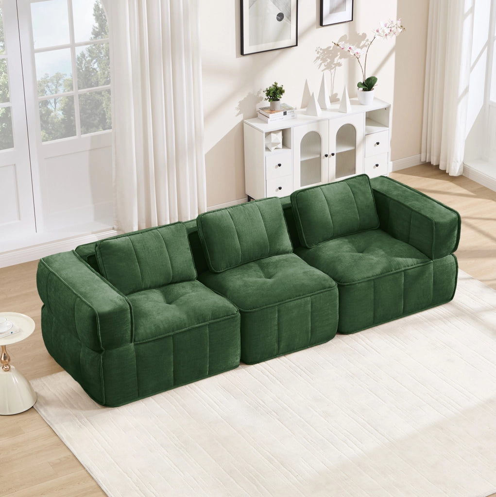 Divano modulare in poliestere verde 271x93x67 cm