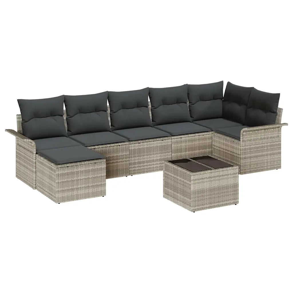 Set Divano da Giardino 8 pcs Grigio chiaro Poly Rattan 3345462