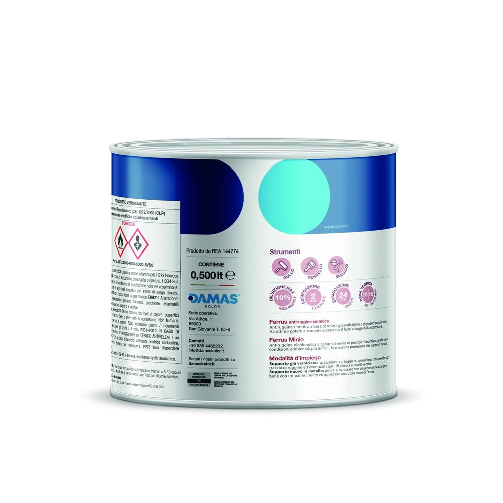 Damas ferrus antiruggine sintetica al fosfato di zinco ferro *** formato 0,500 lt, colore- nero, confezione 1