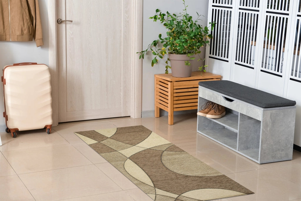 Tappeto Arredo Moderno Morbido in Ciniglia Ingresso Antiscivolo Prodotto Italiano  Soggiorno Camera Salotto Disegni Piazzati Cotone Varie Misure Grande Hills/Fango - 80x150 cm