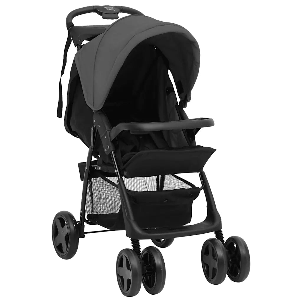 Passeggino 3 in 1 Grigio Scuro e Nero in Acciaio CFW5493955