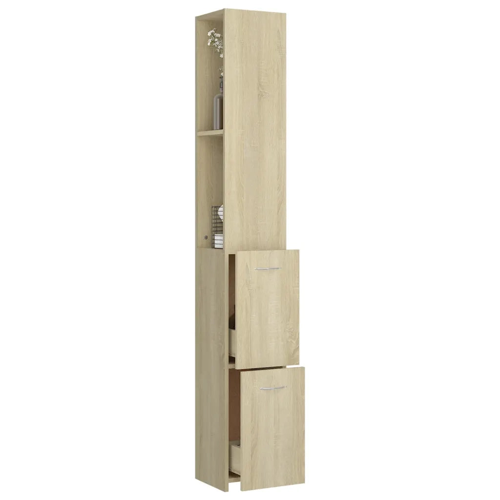 Armadietto Bagno Rovere Sonoma 25x26,5x170 cm Legno Multistrato 808434