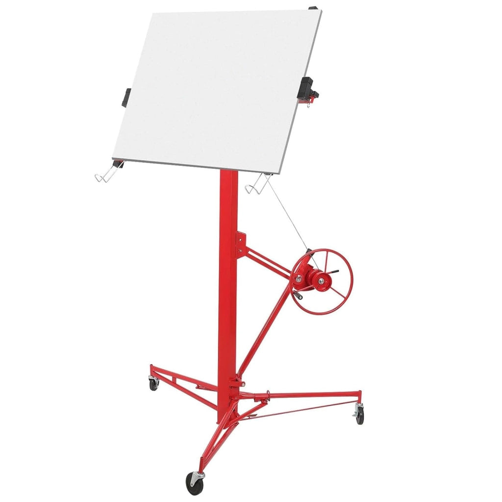 Sollevatore per cartongesso soffitto/parete 3;35 m; portata 68 kg; braccio telescopico 360°; pieghevole; 3 ruote bloccabili - Ruggine; DL11FT