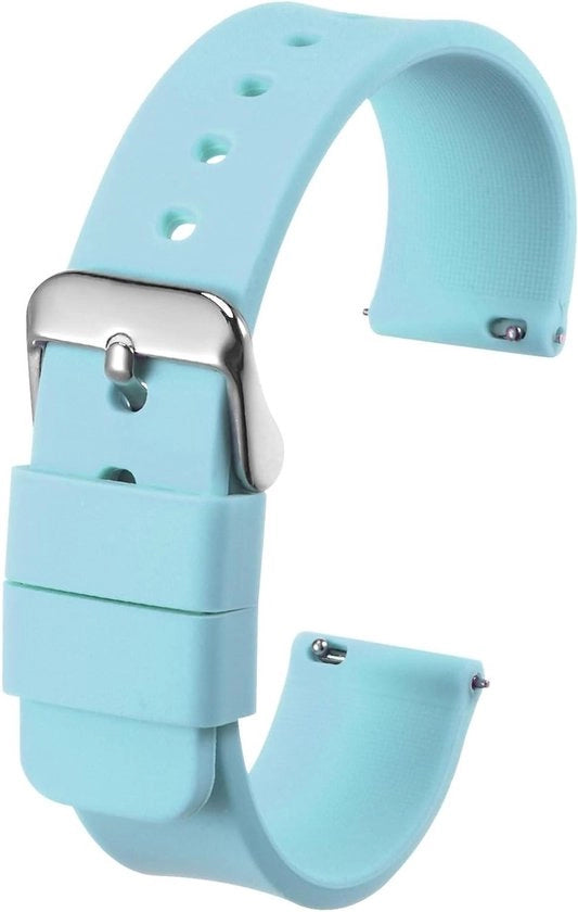 Cinturino orologio in gomma morbido, 14 mm largo, velcro rapido, chiusura in acciaio inossidabile, unisex, blu, comodo, duraturo.