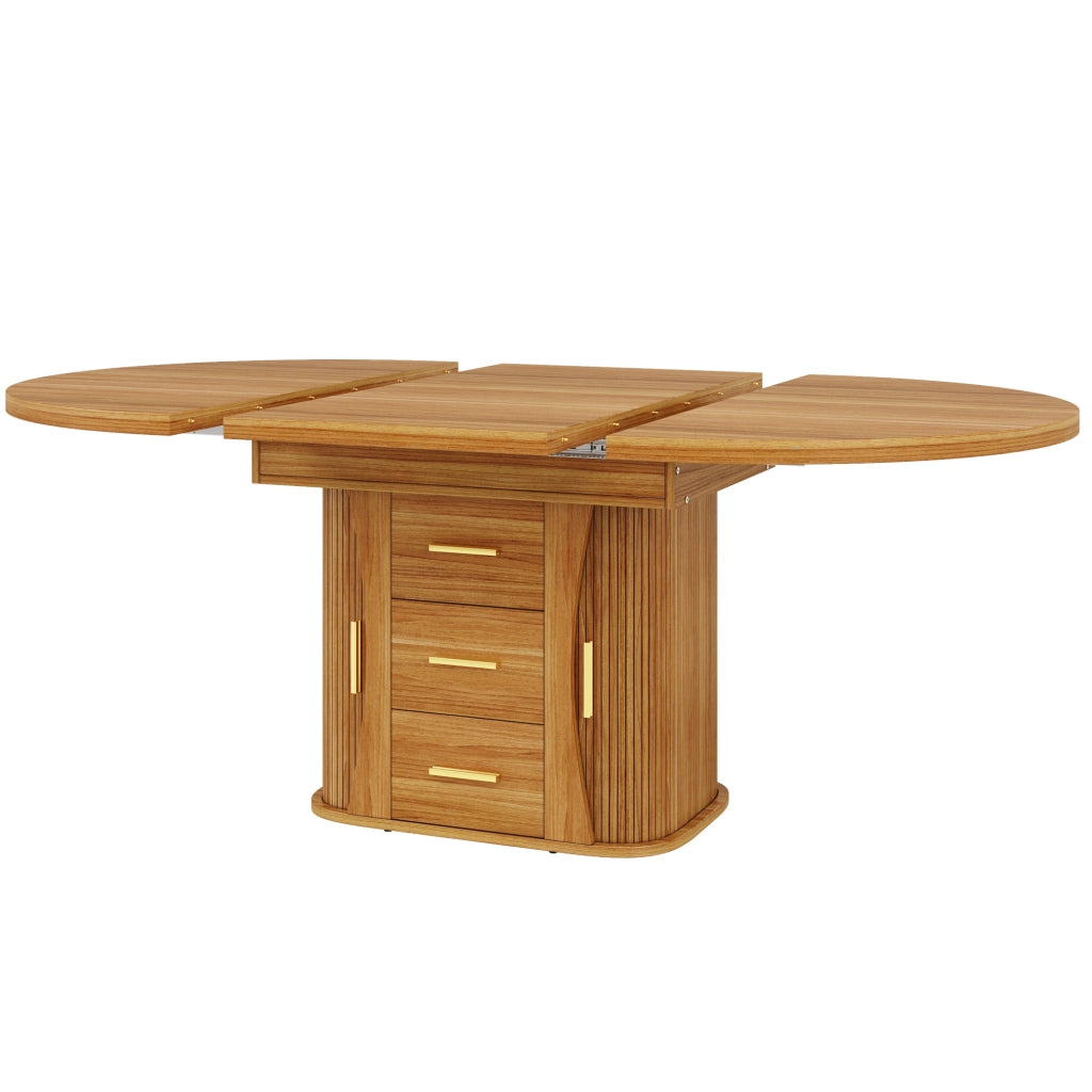 Tavolo da pranzo allungabile ovale in MDF, 118-158 cm, noce, per fino a 6 persone