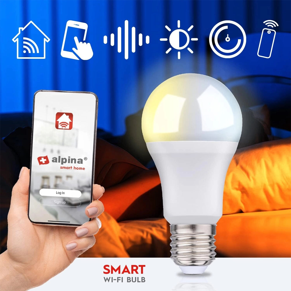 Set 3 Lampadina LED E27 9W Smart Home Luce Bianca Fredda e Calda App Alexa e Google