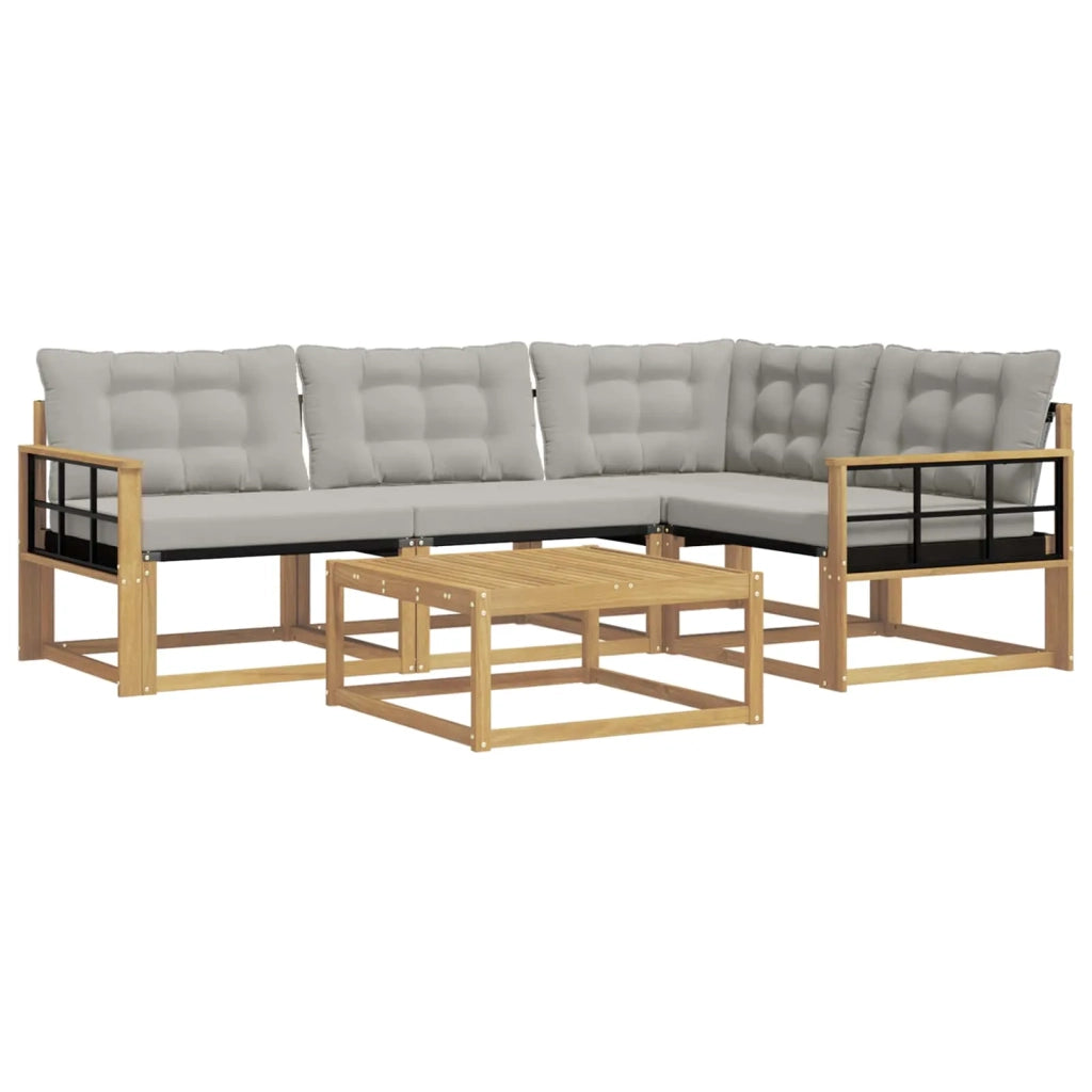 Set di divani da esterno 5 pz Bianco e Grigio Chiaro 3388665