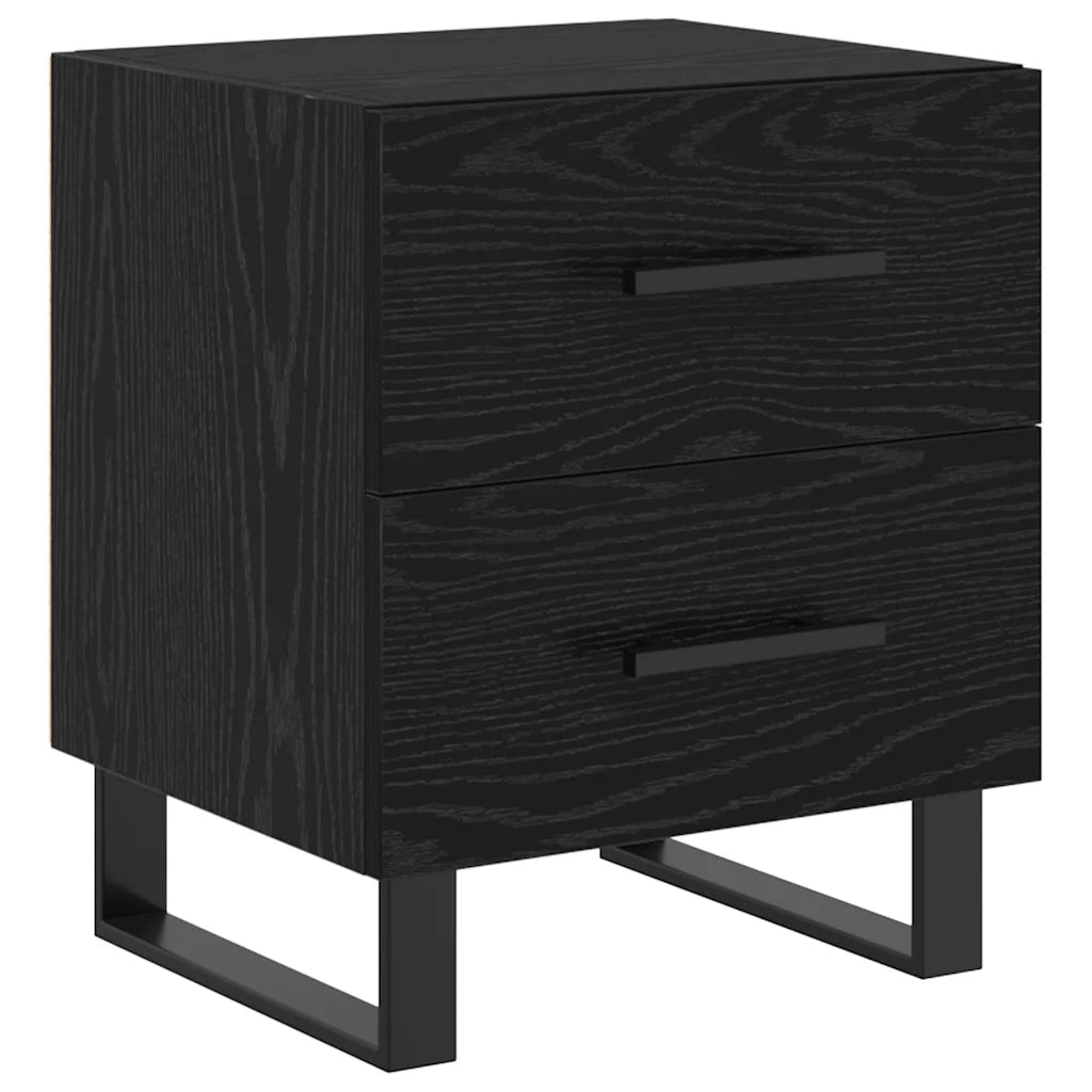 Set di 2 Comodini | Armadio da Notte | Mobiletto da notte Rovere Nero 40 x 35 x 47,5 cm