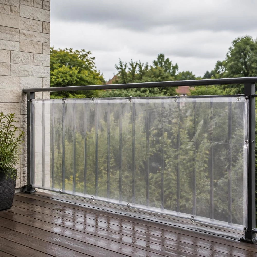 Telo trasparente con occhielli, 1x12 m, in polietilene, lungo e pratico, ideale per coperture esterne, giardino e balcone