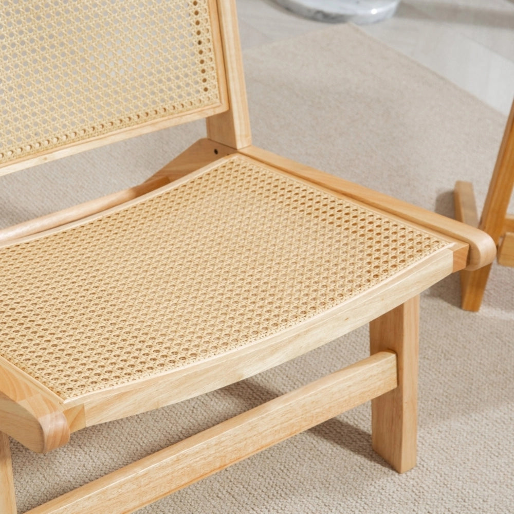 Poltrona da lettura senza braccioli in legno e rattan