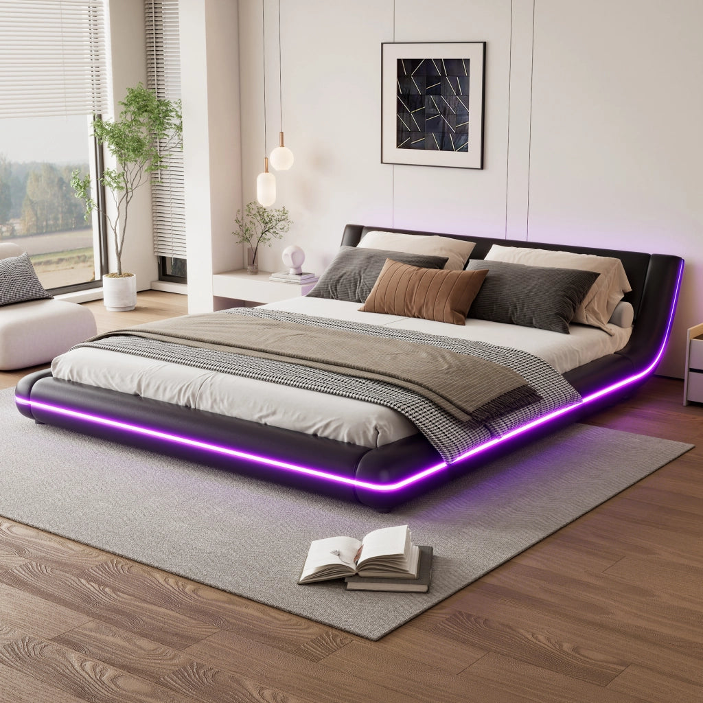 letto basso pu nero 160 x 200 cm