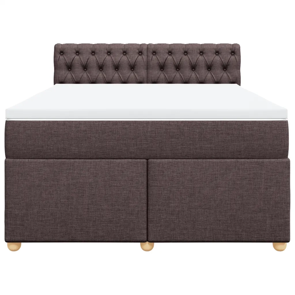 Giroletto a Molle con Materasso Marrone Scuro 140x200cm Tessuto