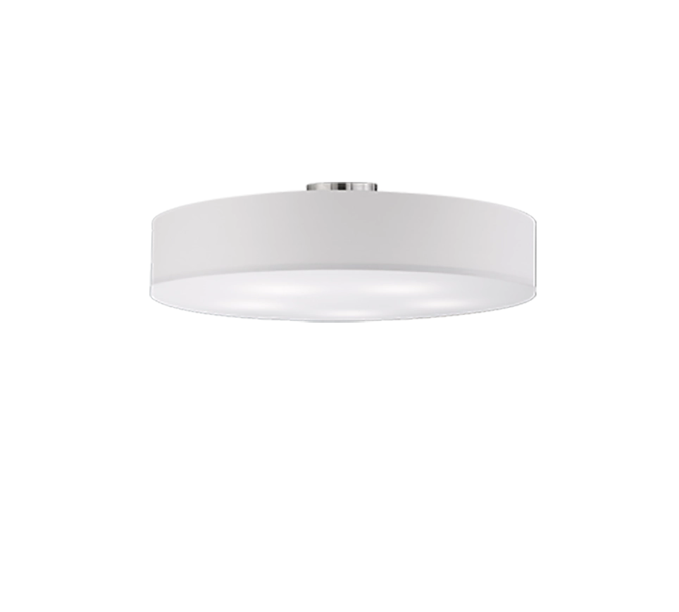 Plafoniera tonda 5 luci, metallo e tessuto, bianco, D 65 cm, Hotel