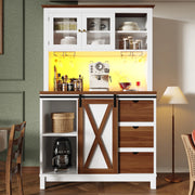 Mobile da cucina con LED controllabile via app; anta scorrevole in vetro e ripiani regolabili bianco 104 × 40 × 180 cm
