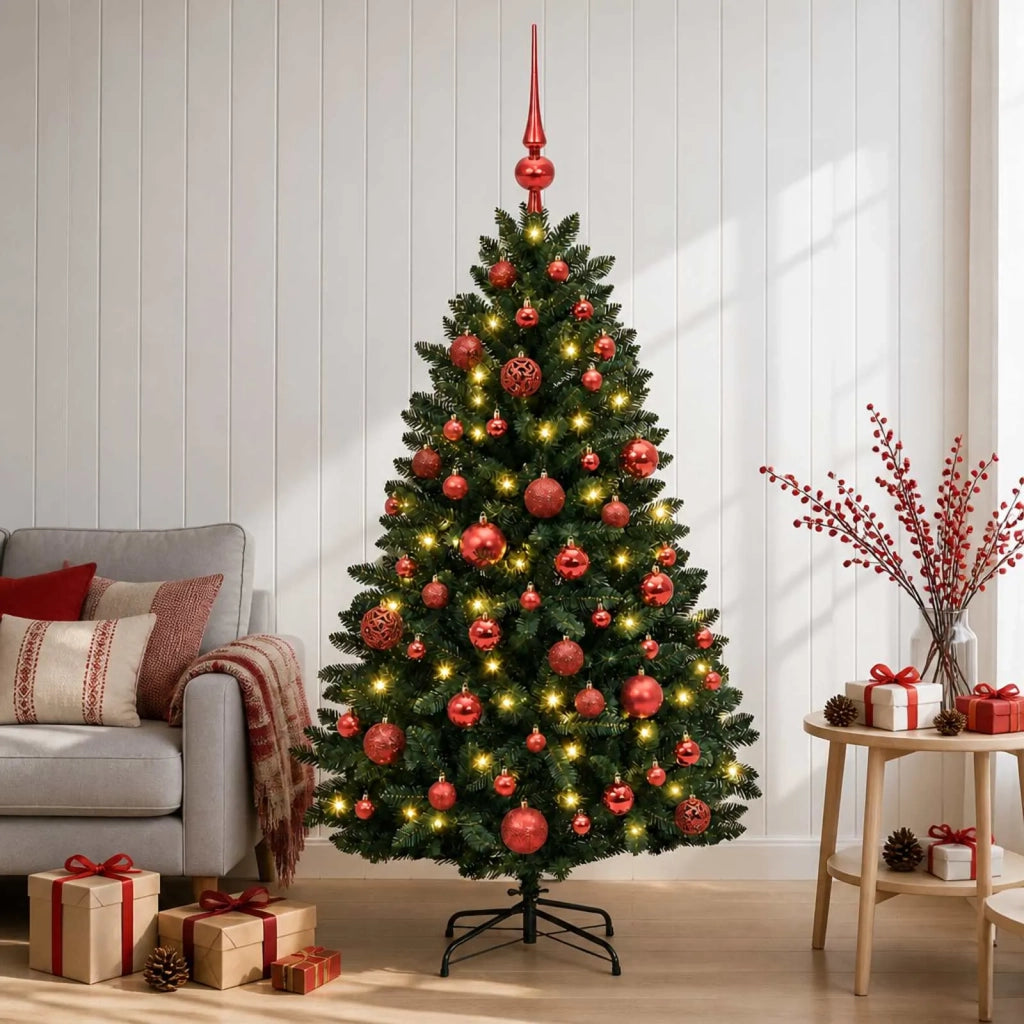 Albero di Natale artificiale verde scuro con palline 150 cm 3465920