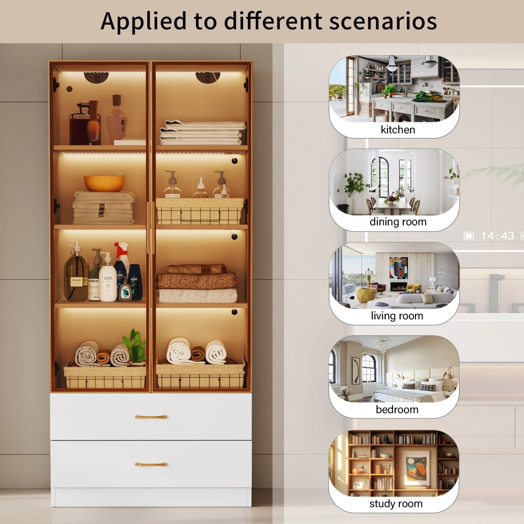Mobile da bagno con vani aperti e ante; per bagno e studio; in MDF; bianco