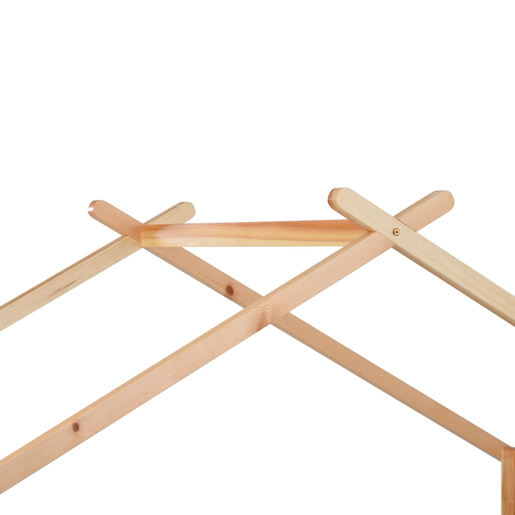 Letto a casetta 90 × 200 cm estensibile fino a 180 × 200 cm con sponde su tre lati in legno di pino naturale