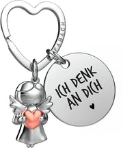 Manicotto per chiavi con angelo della protezione, portafortuna con cuore e incisione - Ti amo - Compagno - Amica Regalo Amore - Angelo del regalo d'amore