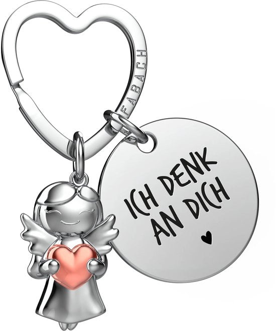 Manicotto per chiavi con angelo della protezione, portafortuna con cuore e incisione - Ti amo - Compagno - Amica Regalo Amore - Angelo del regalo d'amore