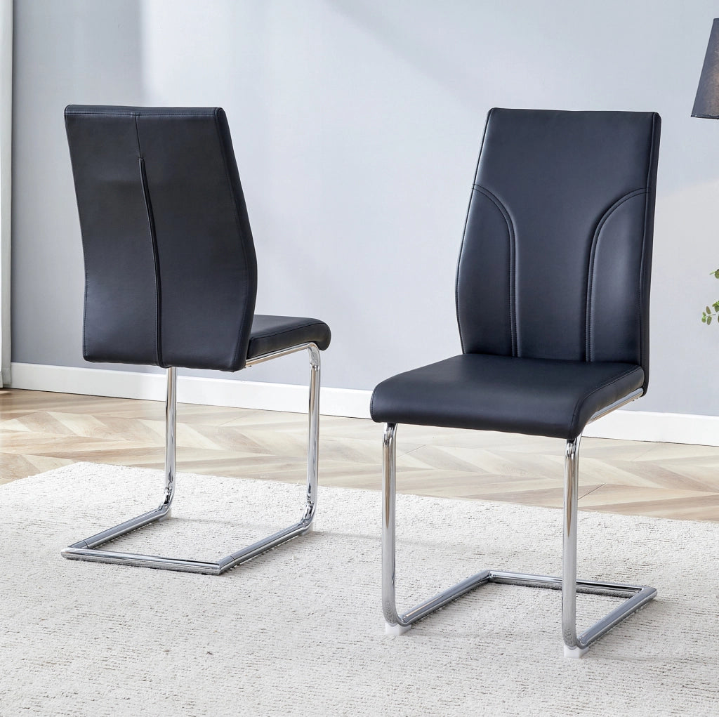 SEDIA da Pranzo 59 x 35,5 x 46 cm in PU Nero e Argento