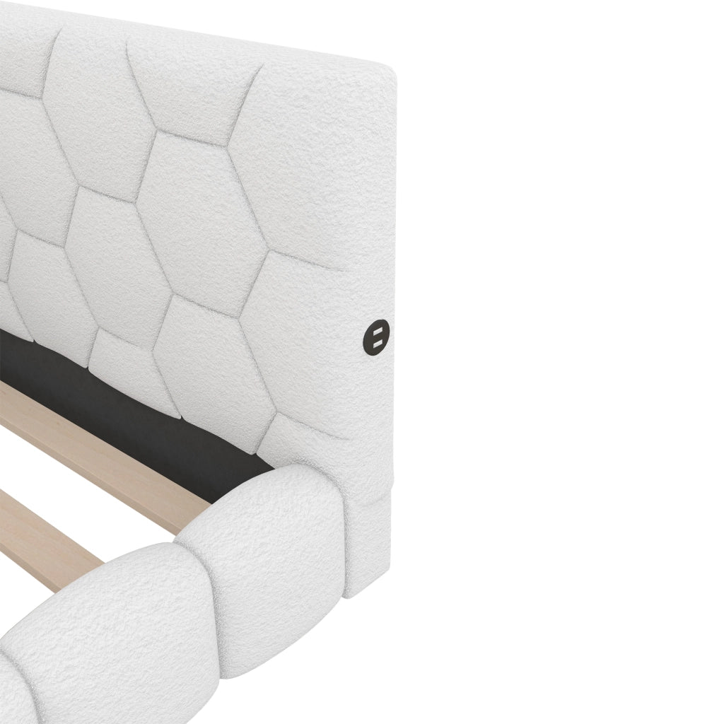 Letto divano singolo 90 × 200 cm con LED regolabile; USB e porta di tipo C; senza materasso; bianco