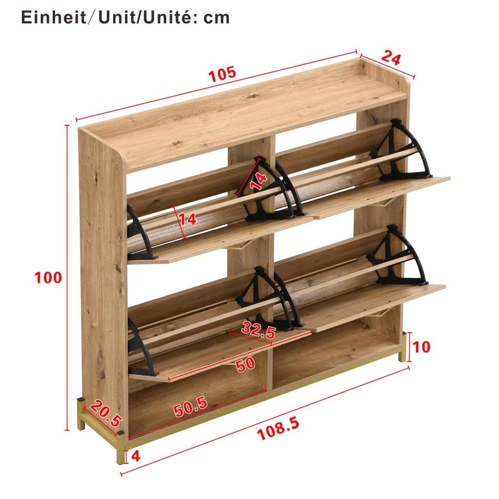 Scarpiera moderna effetto legno ¨C Scarpiera a 4 ante ¨C Scarpiera salvaspazio per ingresso, corridoio o disimpegno ¨C Robusta ed elegante
