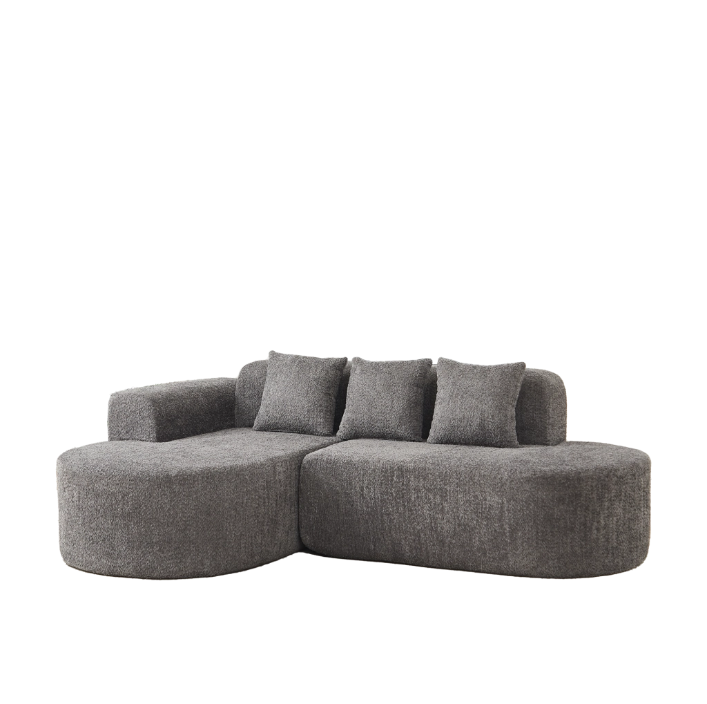Divano angolare ULEVR con chaise longue a sinistra, 3 cuscini schienale, rivestimento in ciniglia grigio antracite