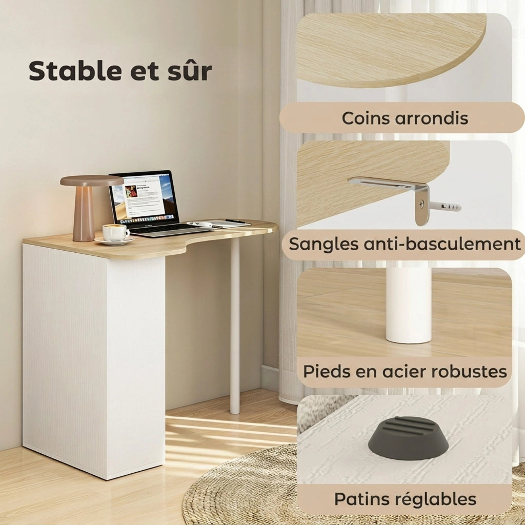 Bureau Irrégulier Table d'Ordinateur Bois Moderne 100 x 59 cm Chêne