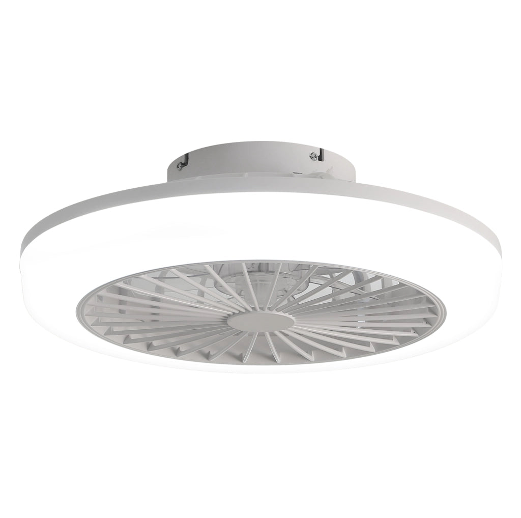 Ventilatore da soffitto senza pale 18" con luce dimmerabile e telecomando, design bianco moderno per camere da letto e cucina