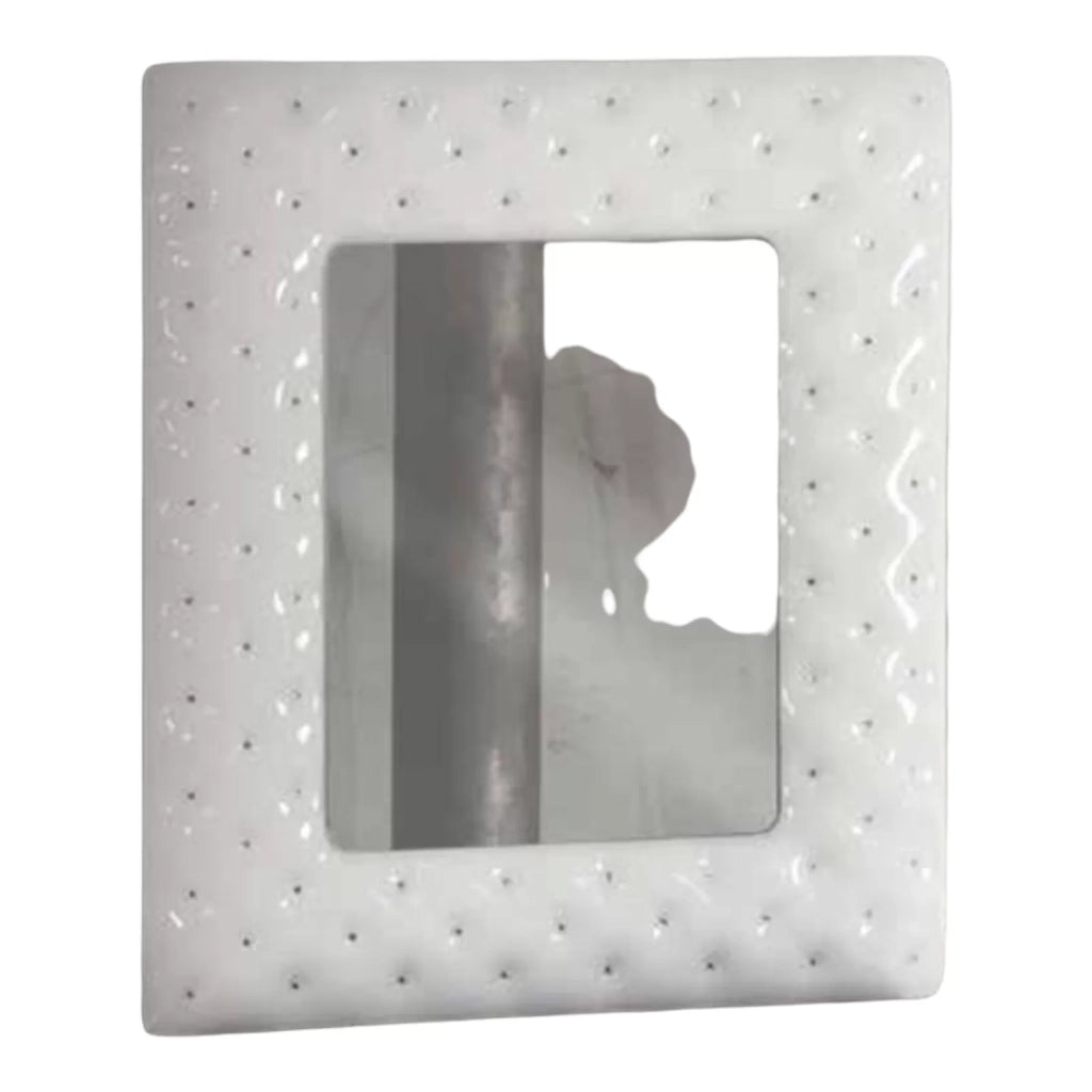 Specchiera 100x92 con cornice bianca e swarovski