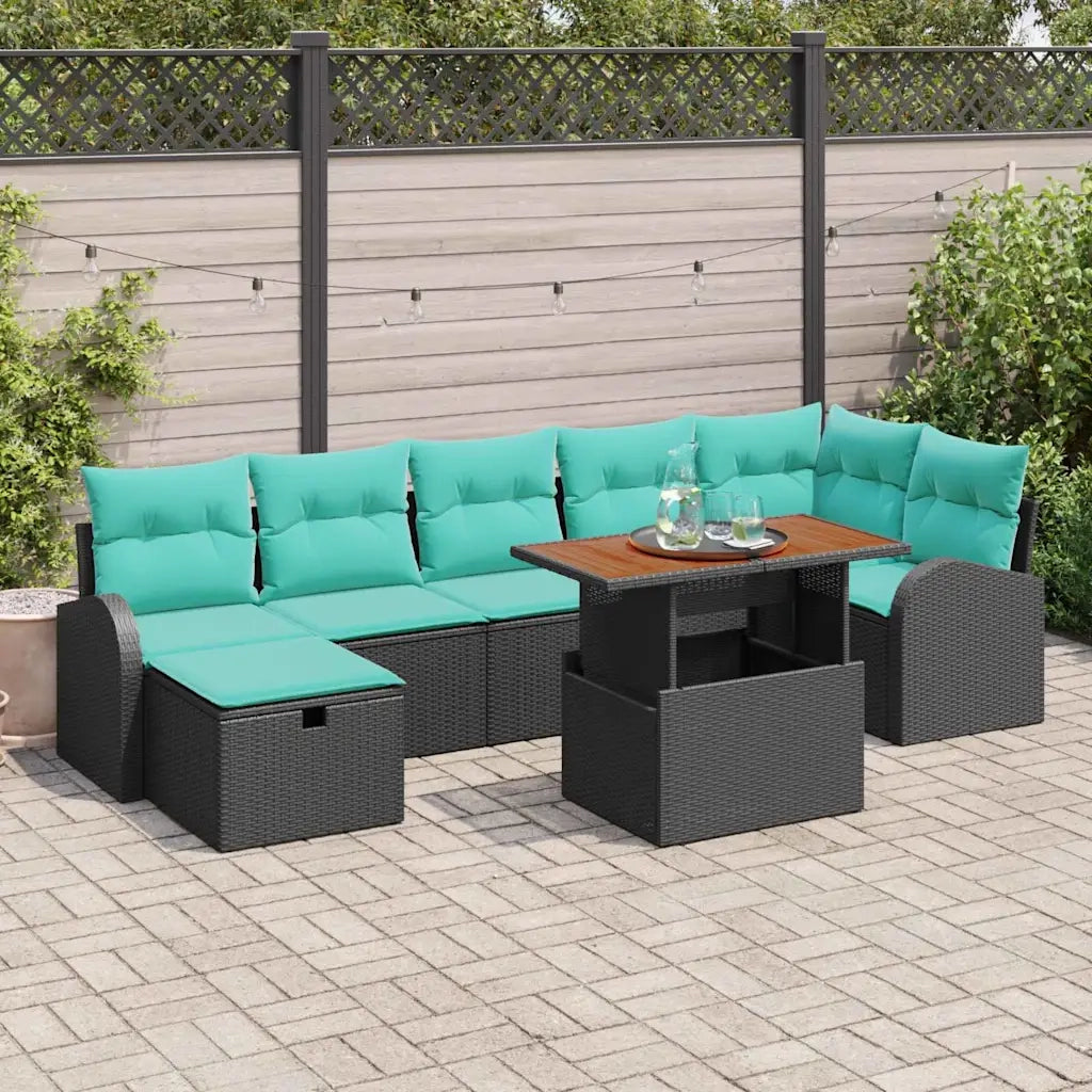 Set Divano da Giardino 8 pcs Nero polyrattan 3361312