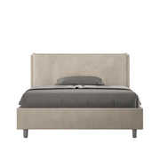 Letto Matrimoniale Francese 140x200 cm con Rete Imbottito in Microfibra Appia Large Sabbia