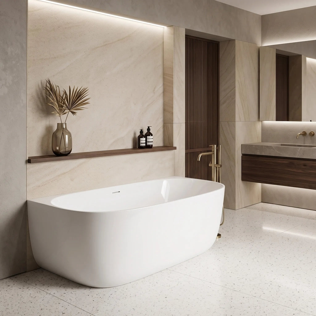 Vasca Bagno A Parete Rea Eris 170cm Copritappo nero