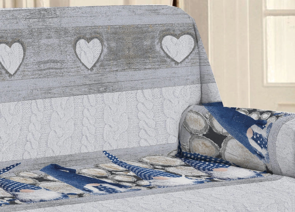Telo Arredo Linea Pensieri Delicati In 100% Cotone Disegno Gnomi Colore Blu - Singolo - Blu