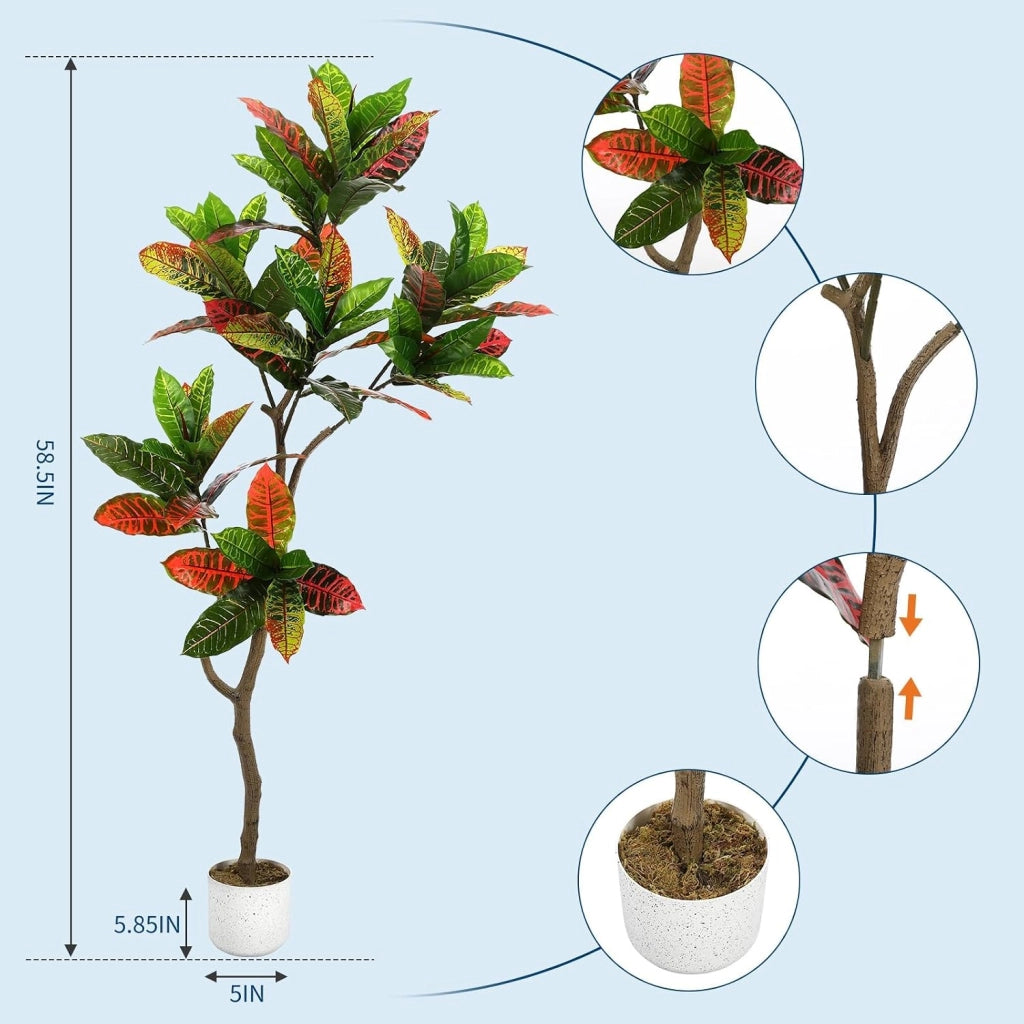 Ficus Lyrata Artificiale 150 cm in PEVA con Vaso Decorativo per Casa e Ufficio