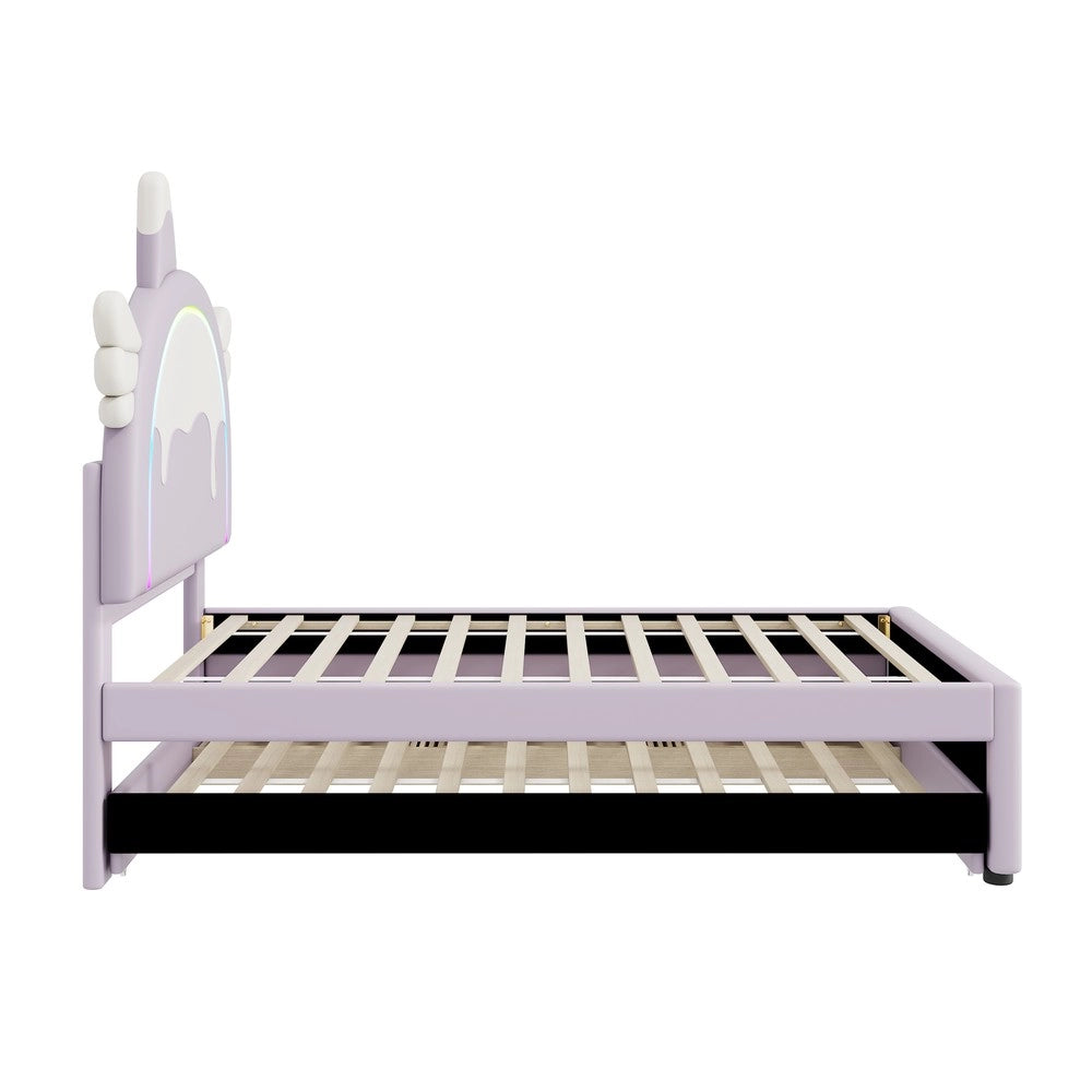 Letto per Bambini a Unicorno con Letto Estraibile ¨C MINIMAL ¨C PU Viola 90x200