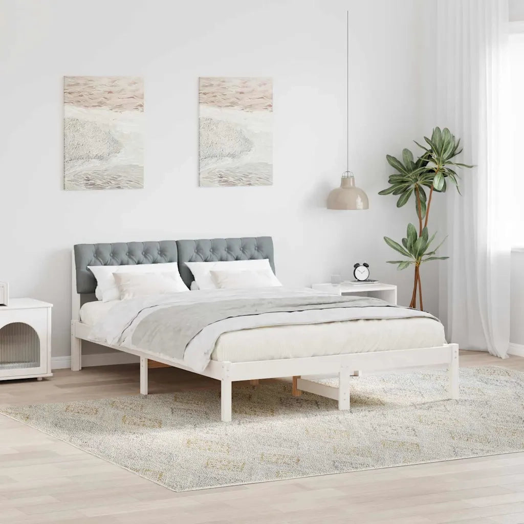 Struttura del Letto Bianco e grigio chiaro 140 x 190 cm 878618