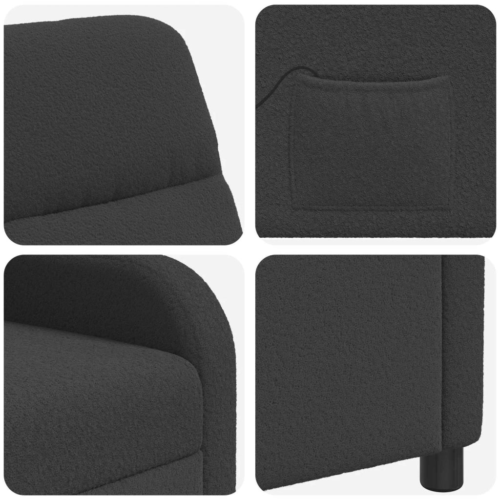 Poltrona Massaggiante Grigio Scuro Bouclé 42034954