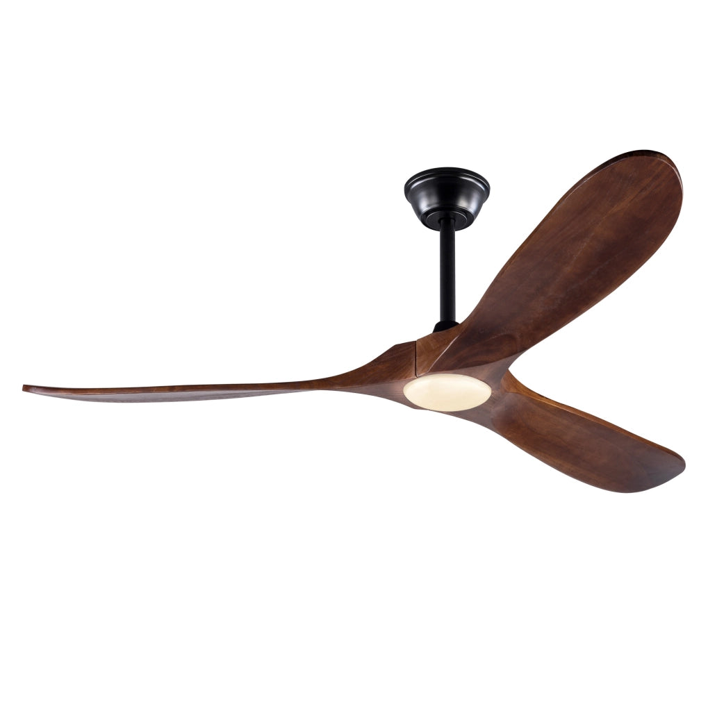 Ventilatore da 60 pollici con illuminazione LED regolabile, 3 pale in legno massello di noce, controllo remoto, 6 velocità e funzionalità reversibile