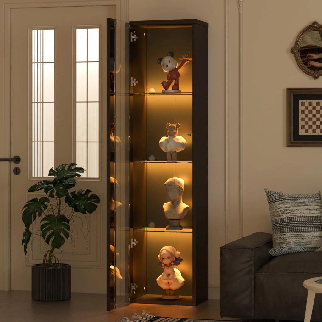 VETRINA 40x29x170 cm con LED multicolore e controllo APP Nero
