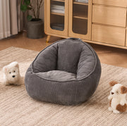 Pouf per bambini in velluto a coste grigio