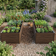 Letto rialzato da giardino in metallo con base aperta effetto legno 190x90x64 cm per orto e fiori
