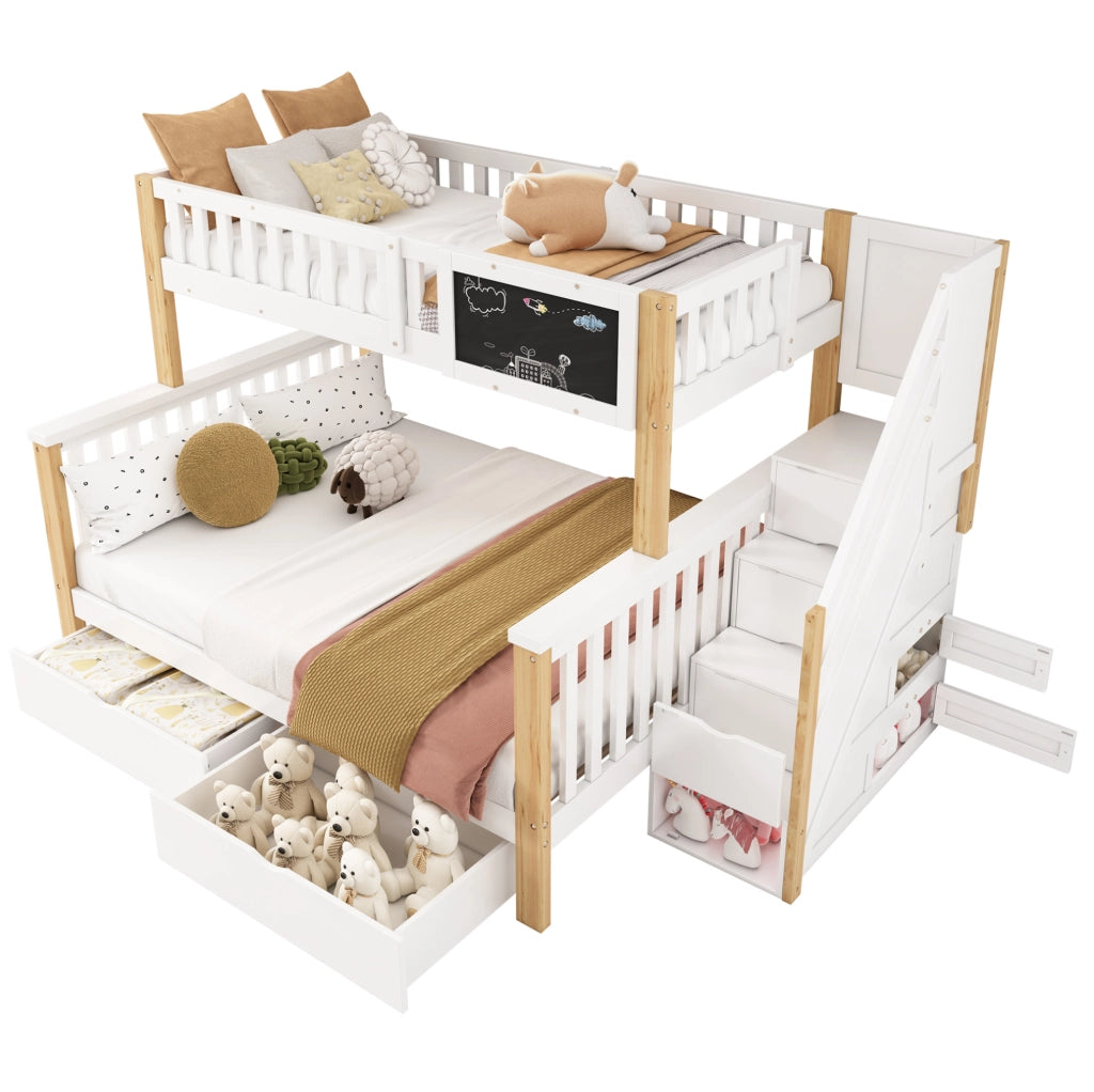 Letto a castello per bambini 140x200 cm bianco legno/MDF con lavagna