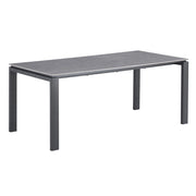 Tavolo da pranzo per 8 persone collezione ATHENA. Lunghezza 180cm con piano di 12mm in pietra grigia effetto cemento.