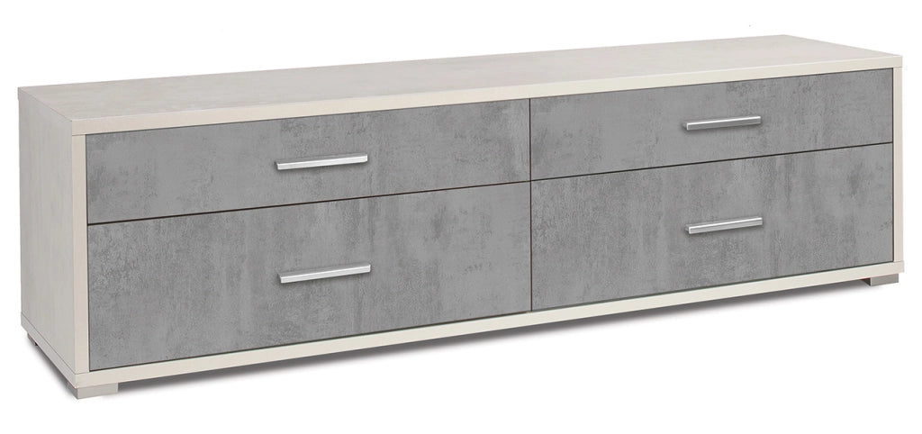 Mobile Madia 4 cassetti H50 L179 P47 Cm struttura Bianco Ossido frontali Cemento Db805k Sarmog
