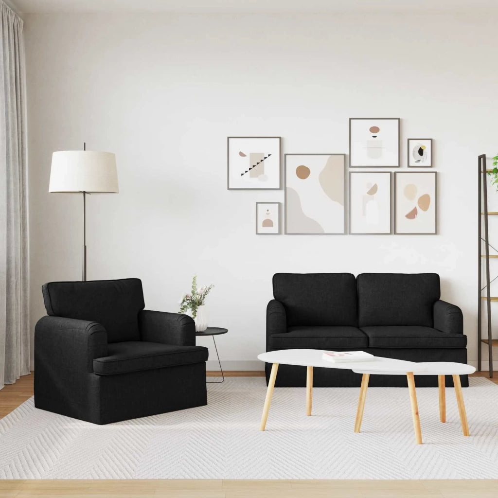 Set di divani 2 pcs Nero 144 x 80 x 85 cm Tessuto 3407518