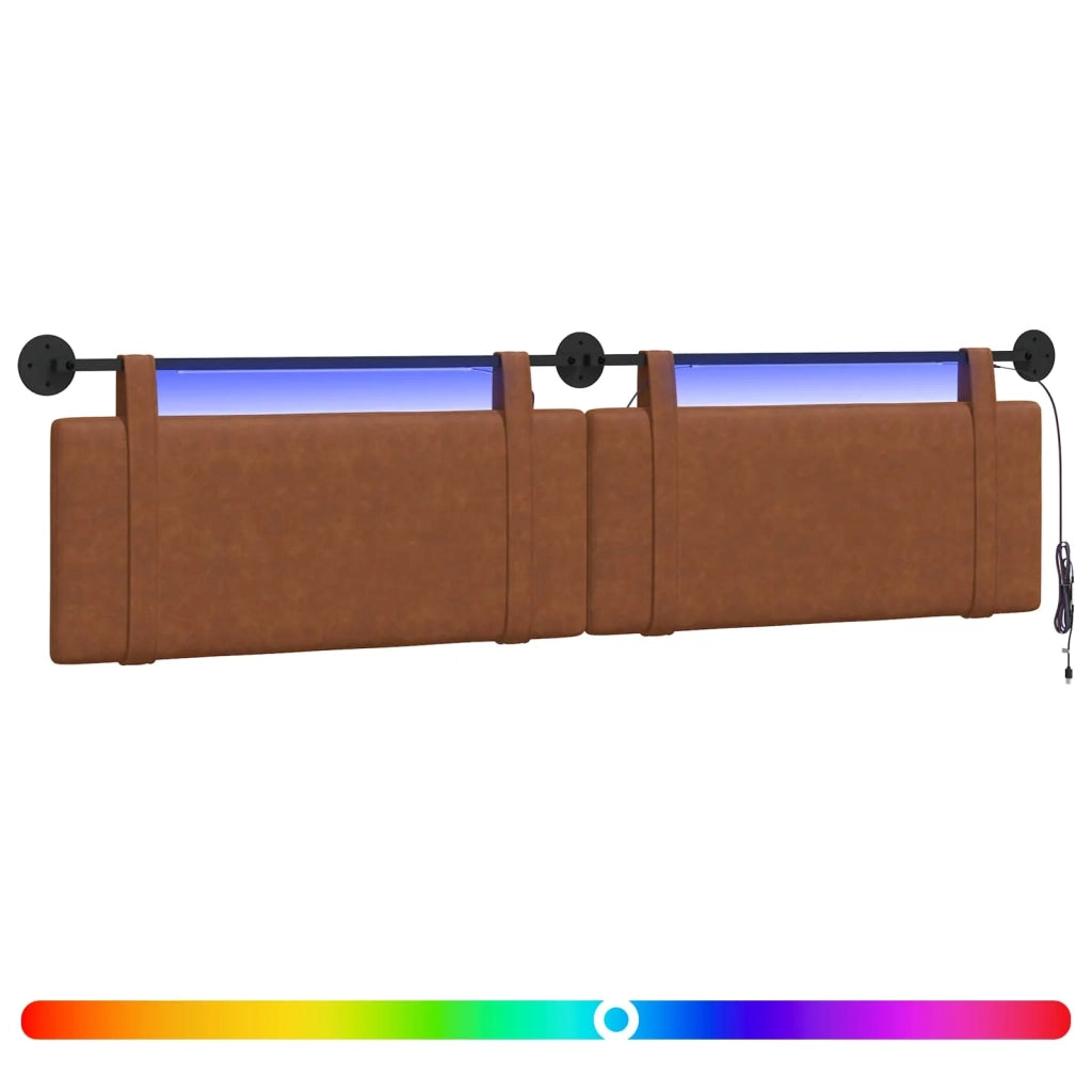 Testiera | Testata sospesa Con luce LED Marrone PU Antico