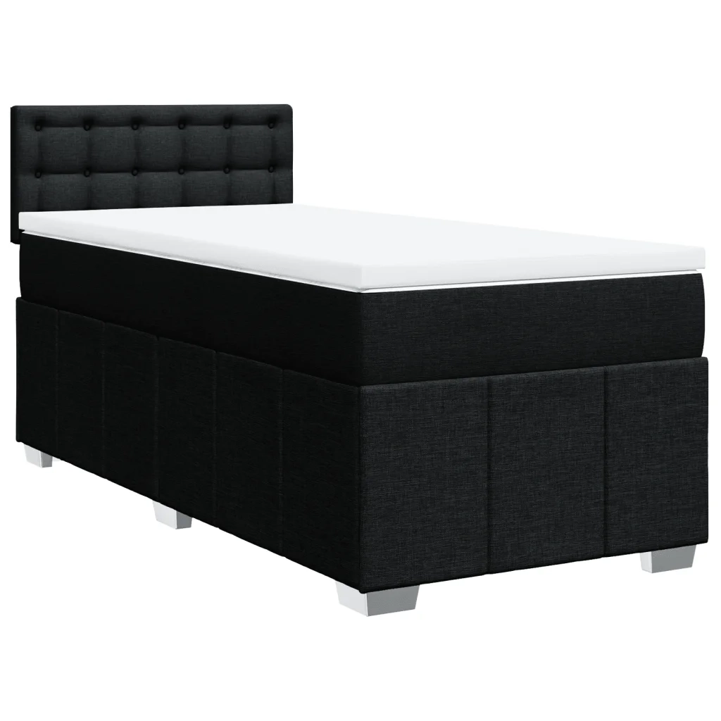 Giroletto a Molle con Materasso-Struttura Letto Nero 80x200 cm inTessuto 539766